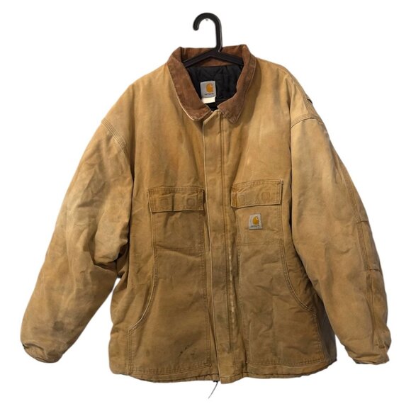 Carhartt Mens Stained Vintage Faded Duck Work Jacket Barn Chore Coat Size XL-XXL - Picture 1 of 13